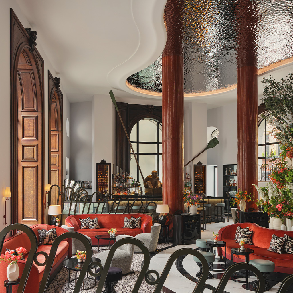 One Aldwych, interior photo of bar showcasing the renovation work